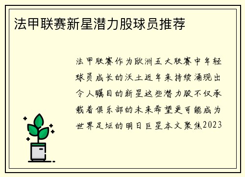 法甲联赛新星潜力股球员推荐